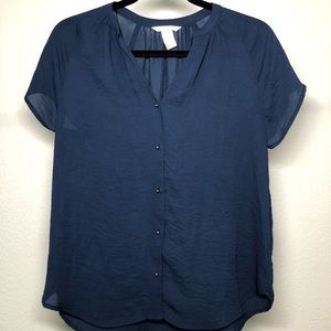 H&M: Dark Blue Sheer Blouse